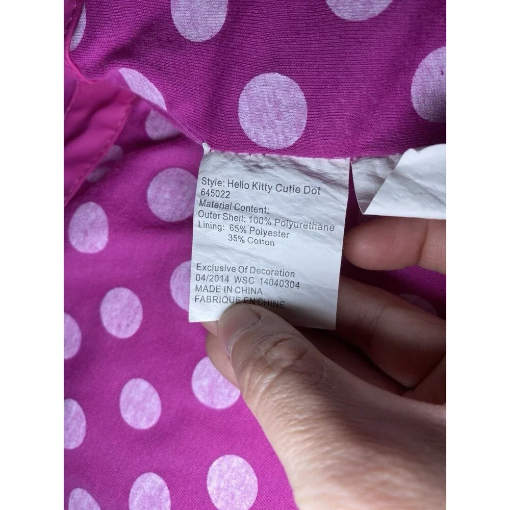 Western Chief Kids Hello Kitty Cutie Dot Pink Hooded Rain Coat Size 2T